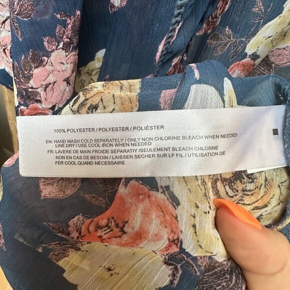 Band of Gypsies Blue Floral Cover-Up Kimono Cardigan Kaftan Womens Size XS/S - Picture 8 of 8